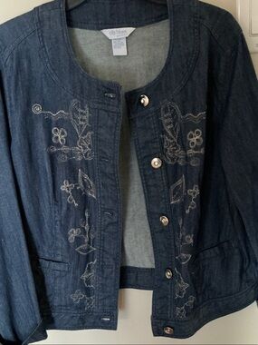 Koret Dark Blue Denim Jacket with Light Embroidery
